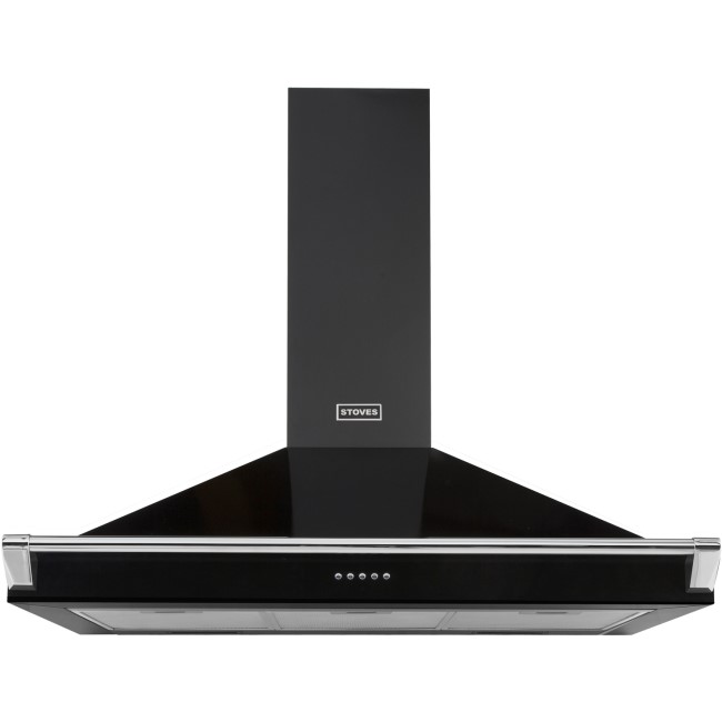 Stoves Richmond S900 90cm Chimney Cooker Hood With Rail - Black