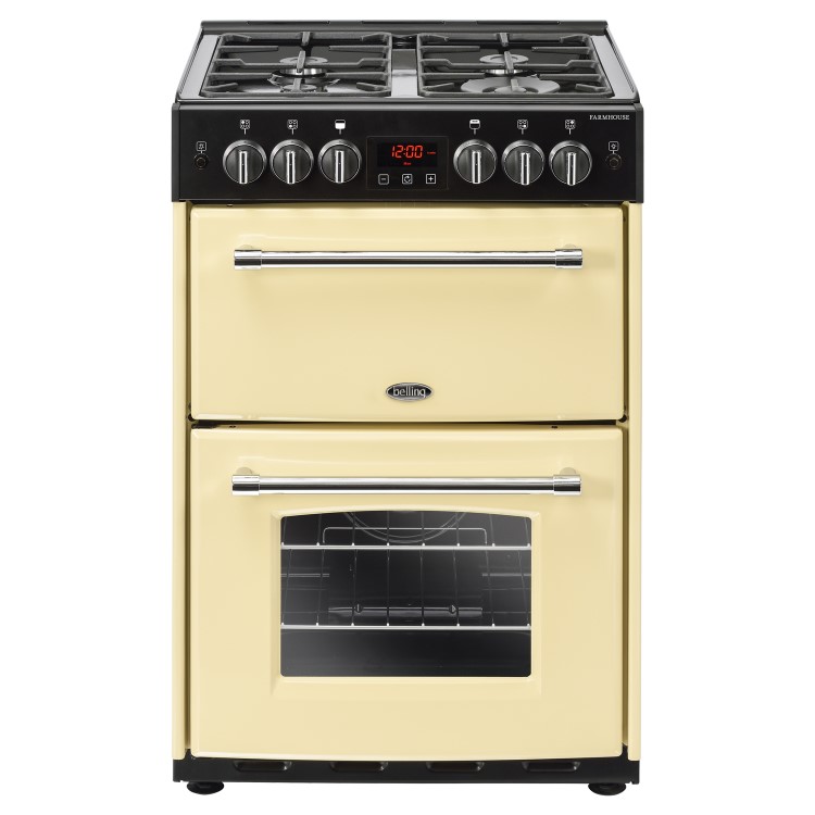 Belling Farmhouse 60G 60cm Double Oven Gas Cooker - Cream