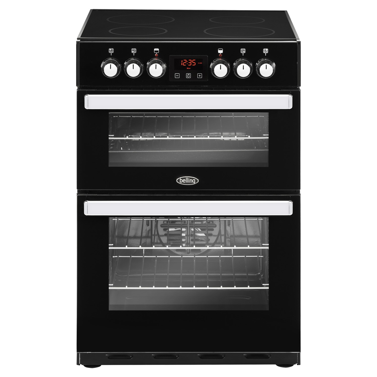 Belling Cookcentre 60E 60cm Double Oven Electric Cooker with Ceramic Hob - Black