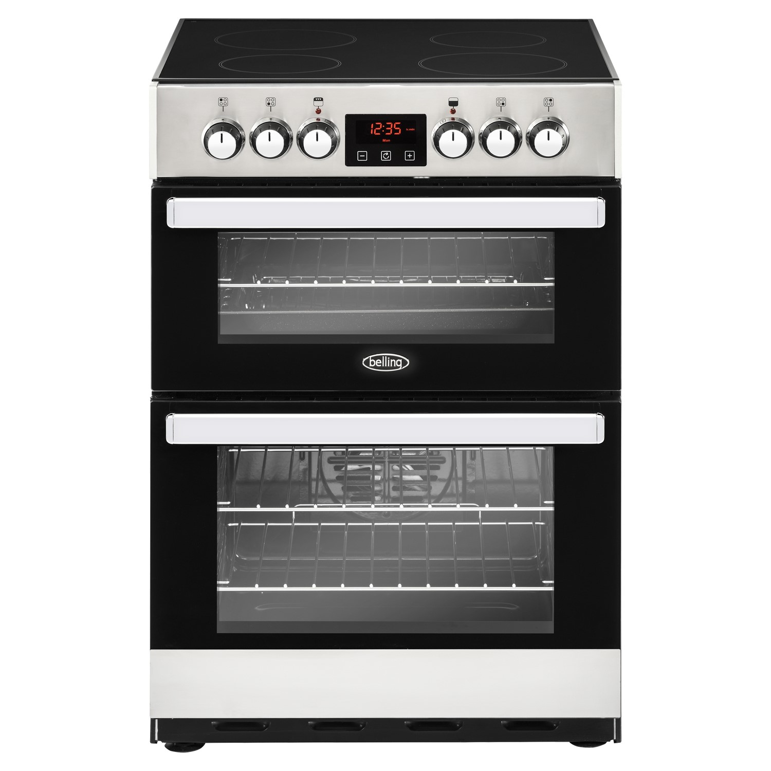 Belling Cookcentre 60E 60cm Double Oven Electric Cooker With Ceramic Hob - Stainless Steel