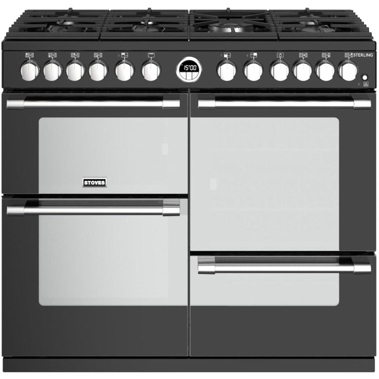 Stoves Sterling S1000DF MK22 100cm Dual Fuel Range Cooker - Black