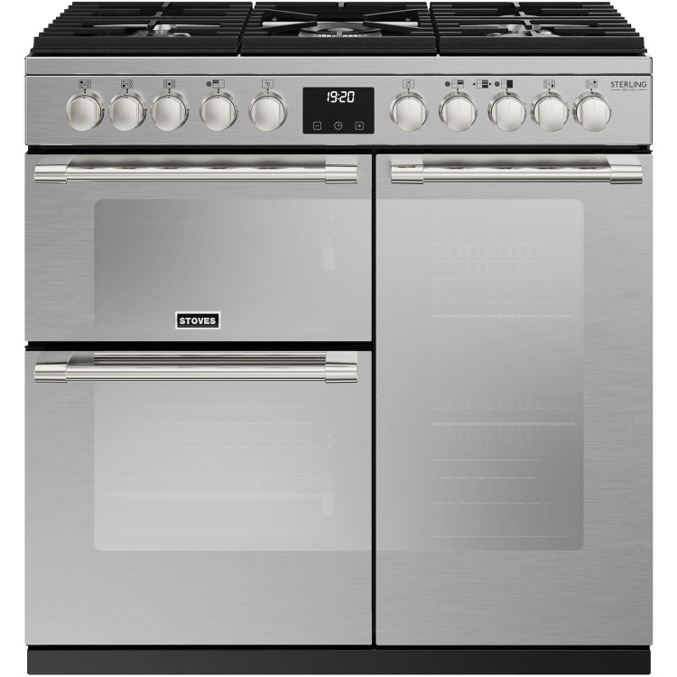 Stoves Sterling Deluxe D900DF 90cm Dual Fuel Range Cooker - Stainless Steel
