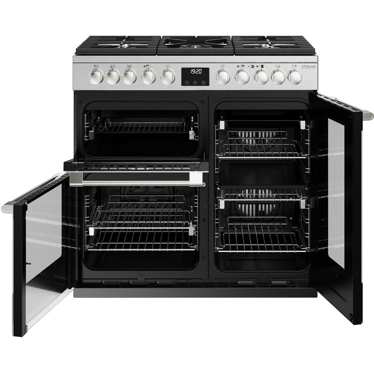 Stoves Sterling Deluxe D900DF 90cm Dual Fuel Range Cooker - Stainless Steel