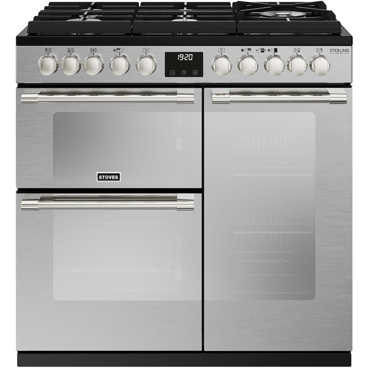 Stoves Sterling Deluxe D900DF 90cm Dual Fuel Range Cooker - Stainless Steel