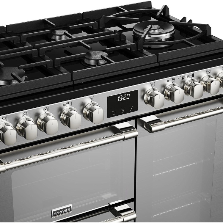 Stoves Sterling Deluxe D900DF 90cm Dual Fuel Range Cooker - Stainless Steel