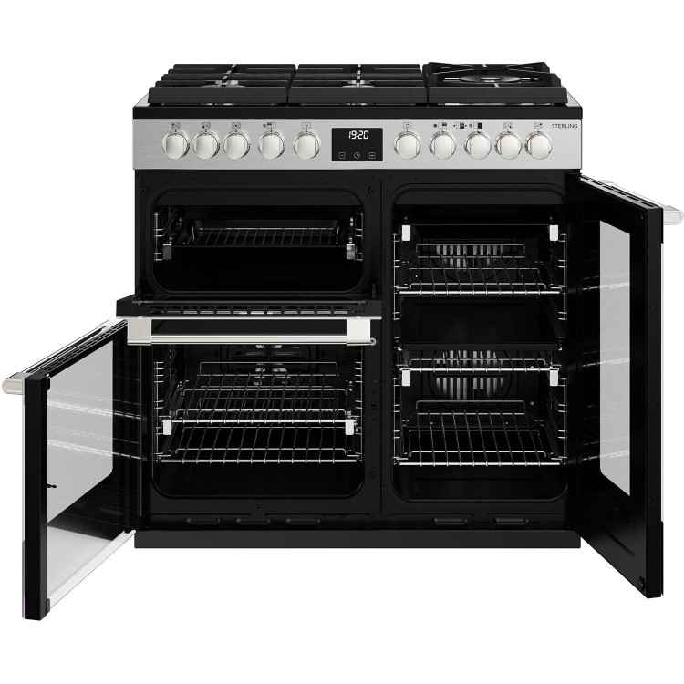 Stoves Sterling Deluxe D900DF 90cm Dual Fuel Range Cooker - Stainless Steel