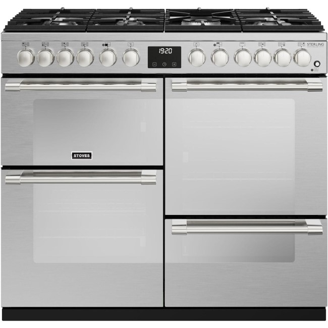 Stoves 444411467 Sterling Deluxe D1000DF 100cm Dual Fuel Range Cooker - Stainless Steel