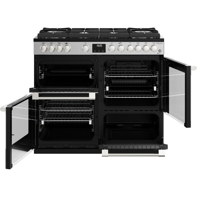 Stoves Sterling Deluxe D1000DF 100cm Dual Fuel Range Cooker - Stainless Steel