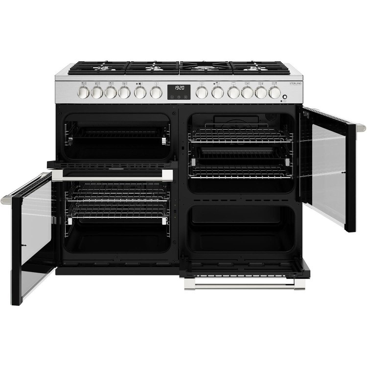 Stoves Sterling Deluxe D1100DF 110cm Dual Fuel Range Cooker - Stainless Steel