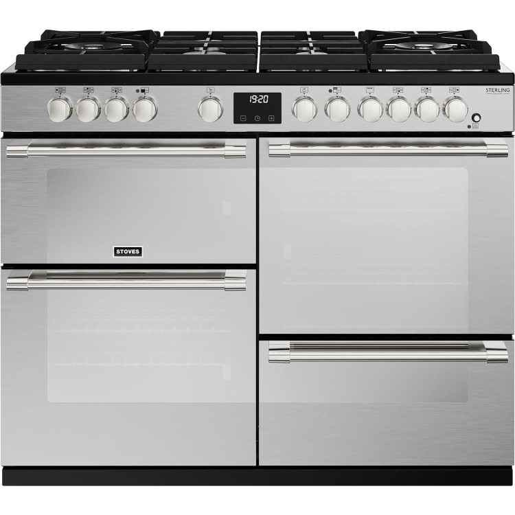 Stoves Sterling Deluxe D1100DF 110cm Dual Fuel Range Cooker - Stainless Steel