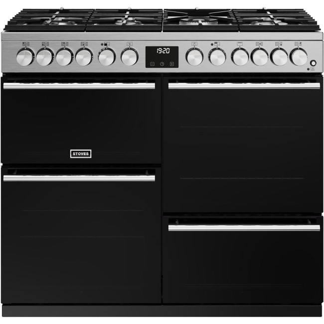 Stoves Precision Deluxe D1000DF 100cm Dual Fuel Range Cooker - Stainless Steel