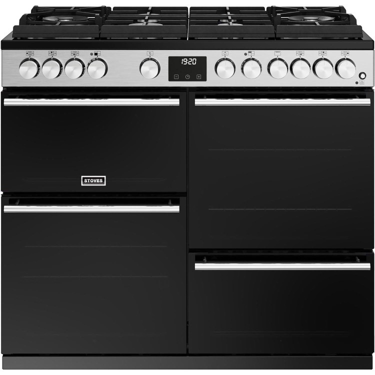 Stoves Precision Deluxe D1000DF 100cm Dual Fuel Range Cooker - Stainless Steel