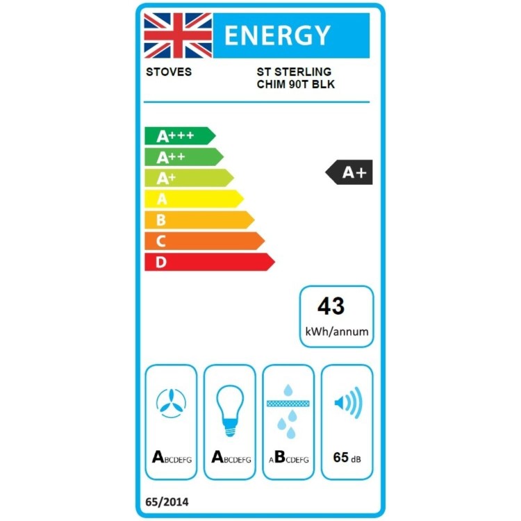 Stoves Sterling 90T 90cm Chimney Cooker Hood - Black