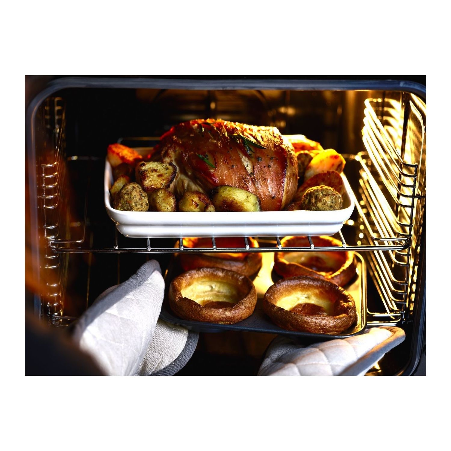 Refurbished Belling Cookcentre 100E 100cm Electric Range Cooker with Ceramic Hob Black A1 444444086 Appliances Direct