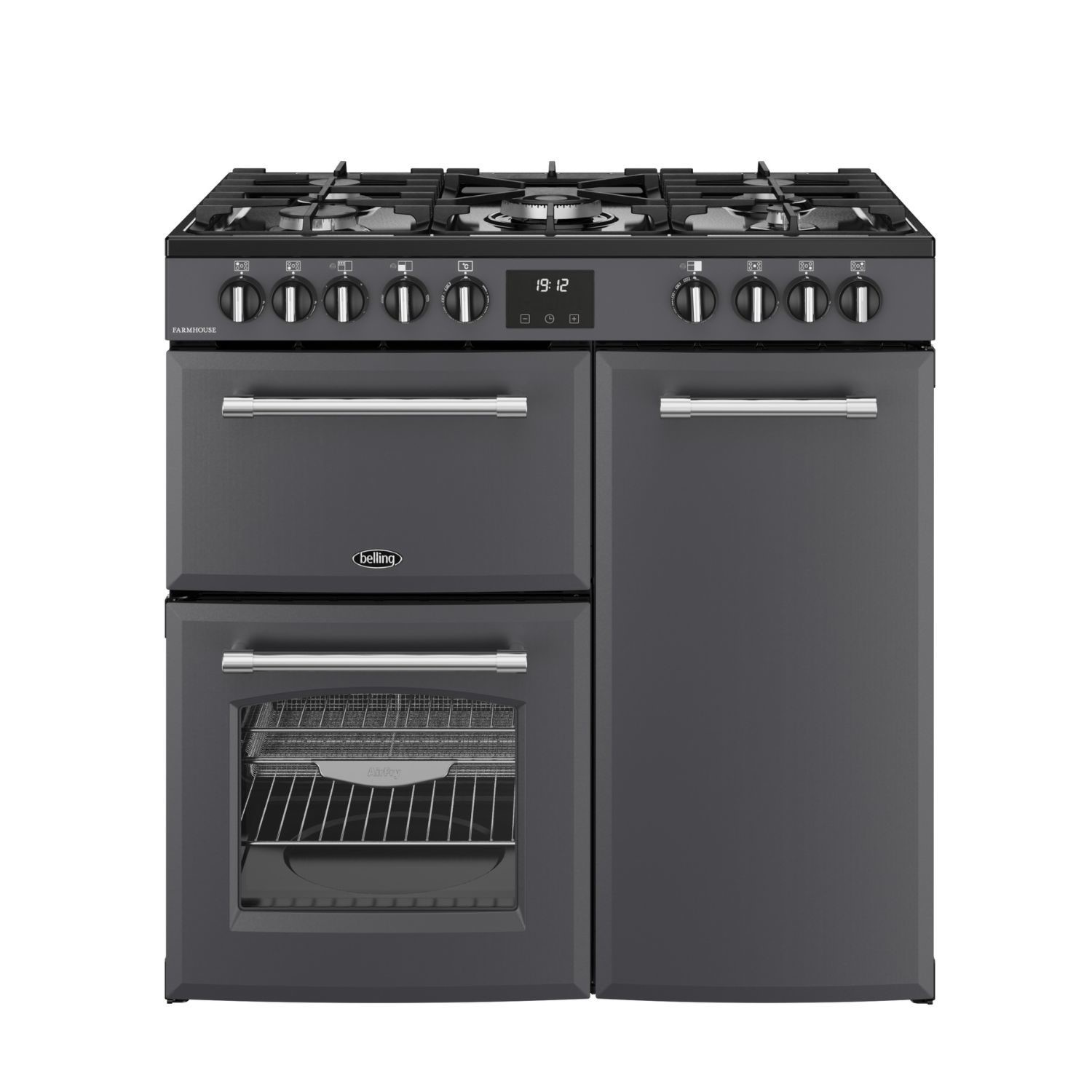 Belling Farmhouse 90cm Dual Fuel Range Cooker - Grey 444411819 ...