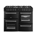 A2/444411838 GRADE A2 - Belling Farmhouse 110cm Dual Fuel Range Cooker - Black