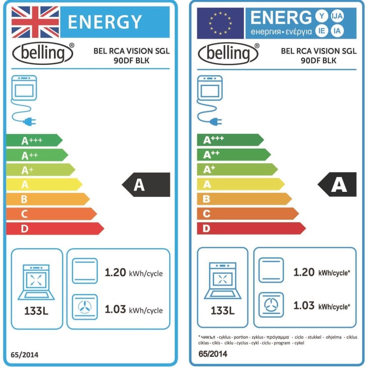 Belling Vision Single Cavity 90cm Dual Fuel Range Cooker - Black