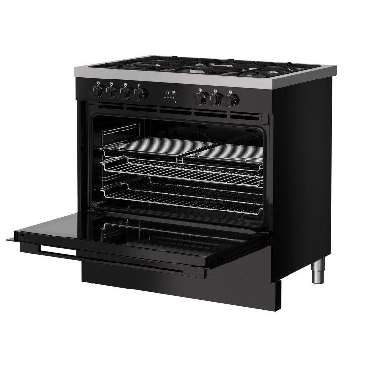 Belling Vision Single Cavity 90cm Dual Fuel Range Cooker - Black