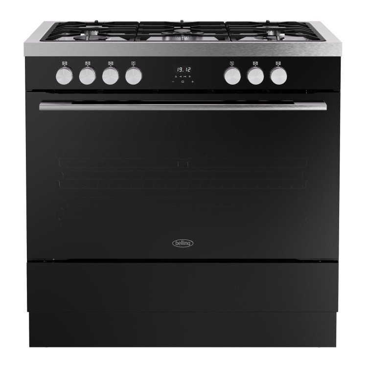 Belling Vision Single Cavity 90cm Dual Fuel Range Cooker - Black & Silver Steel