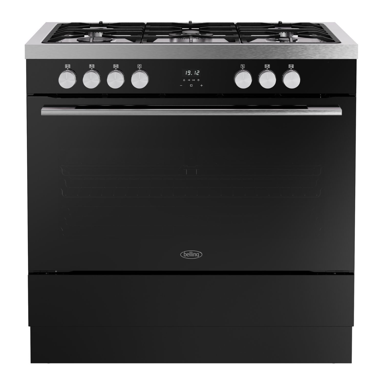 Belling Vision Single Cavity 90cm Dual Fuel Range Cooker - Black & Silver Steel