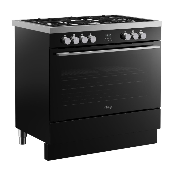 Belling Vision Single Cavity 90cm Dual Fuel Range Cooker - Black & Silver Steel