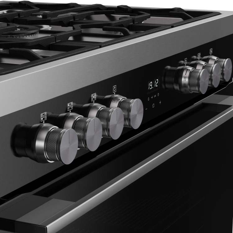 Belling Vision Single Cavity 90cm Dual Fuel Range Cooker - Black & Silver Steel