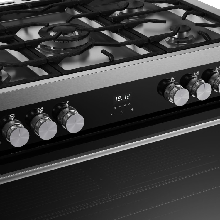 Belling Vision Single Cavity 90cm Dual Fuel Range Cooker - Black & Silver Steel