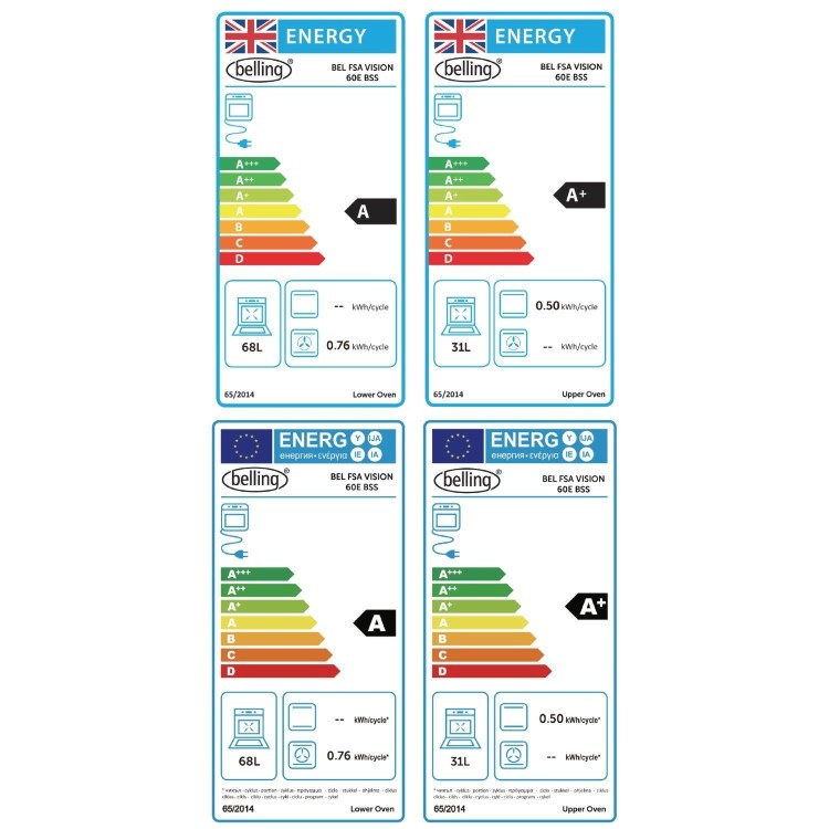 Belling Vision 60cm Electric Cooker with Ceramic Hob - Black / Silver