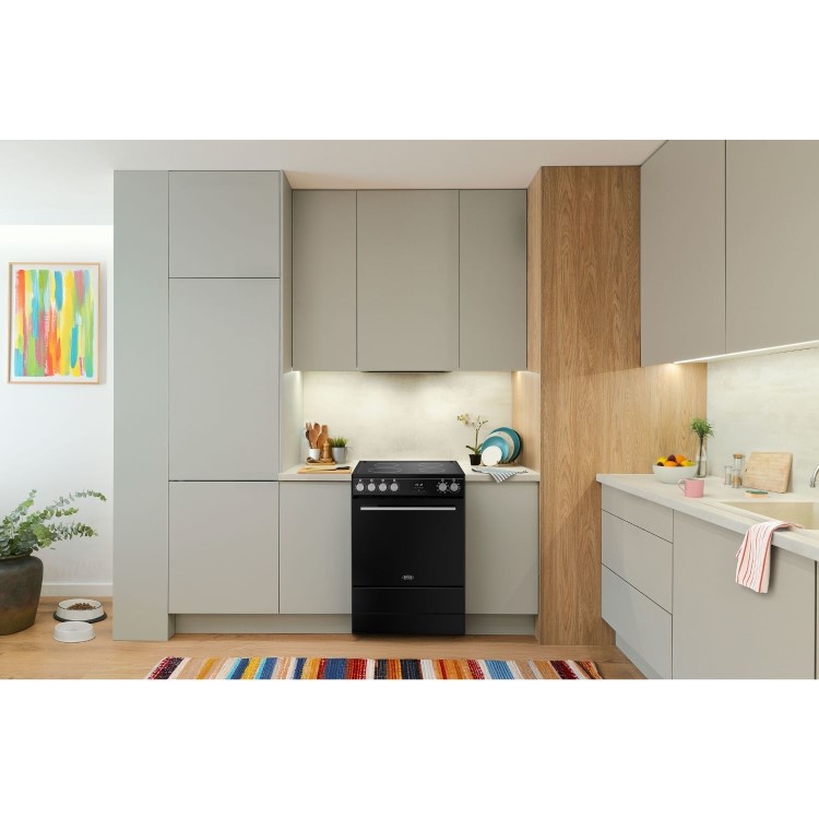 Belling Vision 60cm Electric Range Cooker - Black & Silver Steel