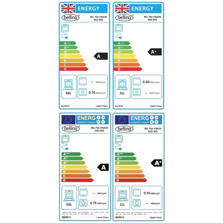 Belling Vision 60cm Electric Range Cooker - Black & Silver Steel