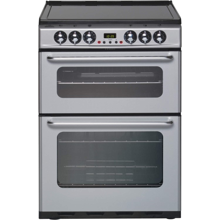New World EC600DOm 60cm Double Oven Electric Cooker - Silver 