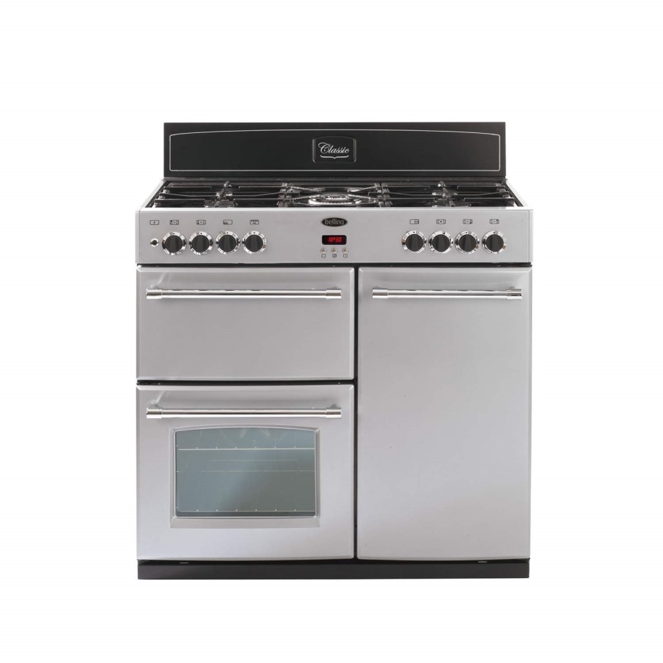 Belling Classic 90DFT 90cm Dual Fuel Range Cooker Silver 444440379