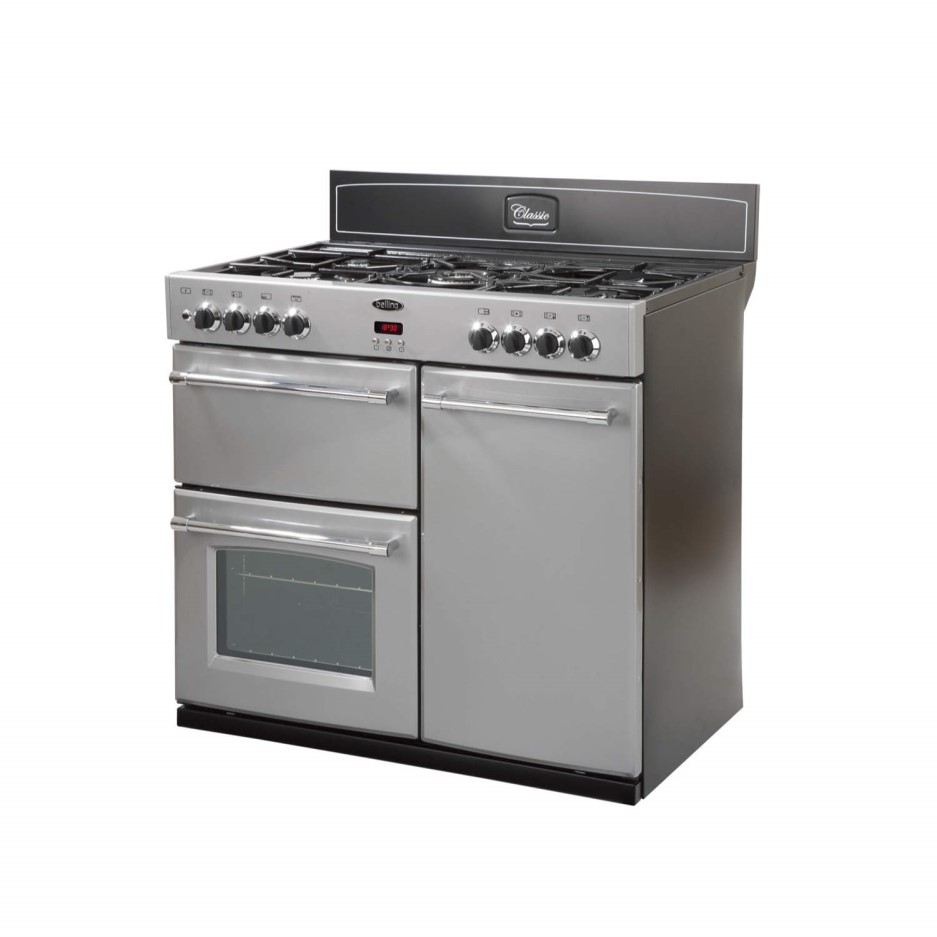 Belling Classic 90DFT 90cm Dual Fuel Range Cooker Silver 444440379