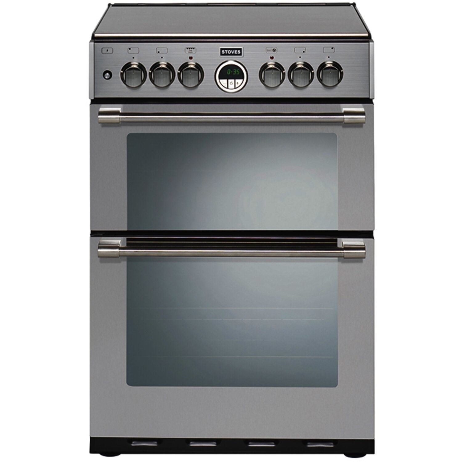 Stoves Sterling 600DF 60cm Double Oven Dual Fuel Mini Range Cooker - Stainless Steel