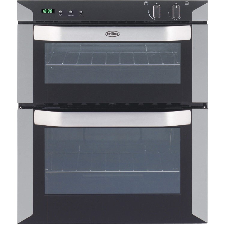 GRADE A2 - Belling 444441105 BI70MLPG LPG Gas Built Under Twin Cavity Oven - Satin Steel