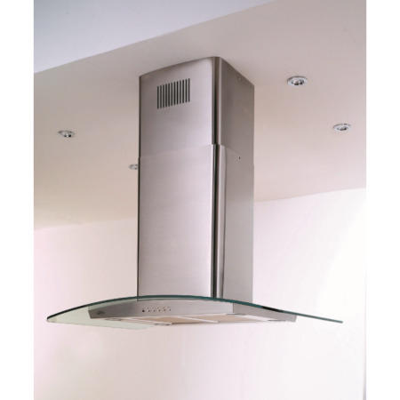 Belling 91 DIH Curved Glass 90cm Island Cooker Hood Stainless Steel