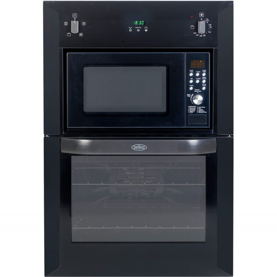 Belling BI90FMW Electric Built In Double Oven with Microwave in Black