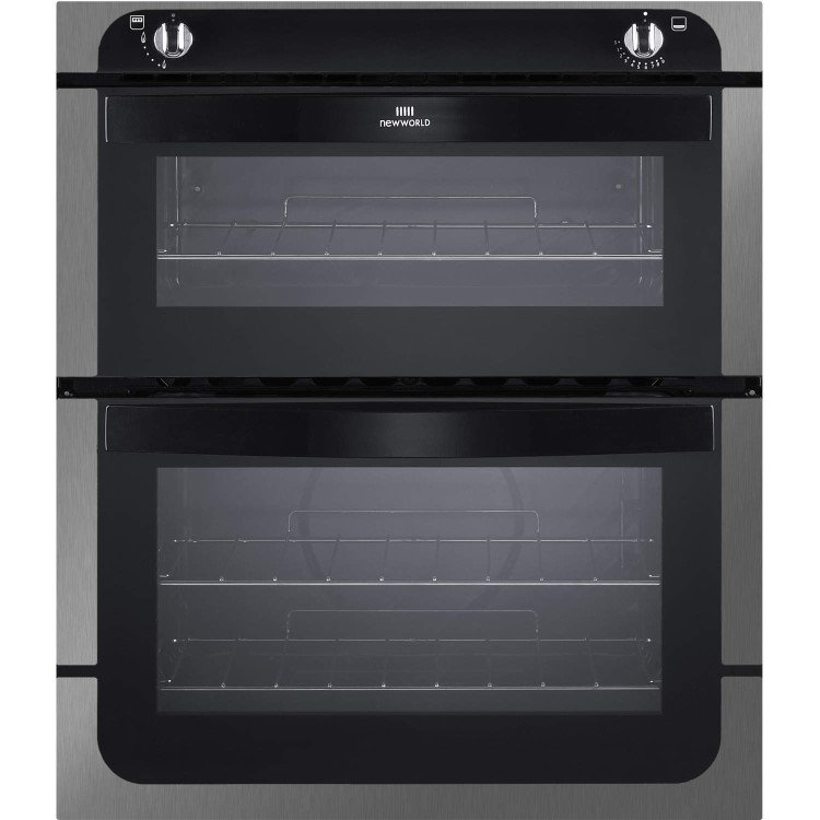 GRADE A1 - As new but box opened - New World NW701G Gas Built-Under Twin Cavity Oven Stainless Steel