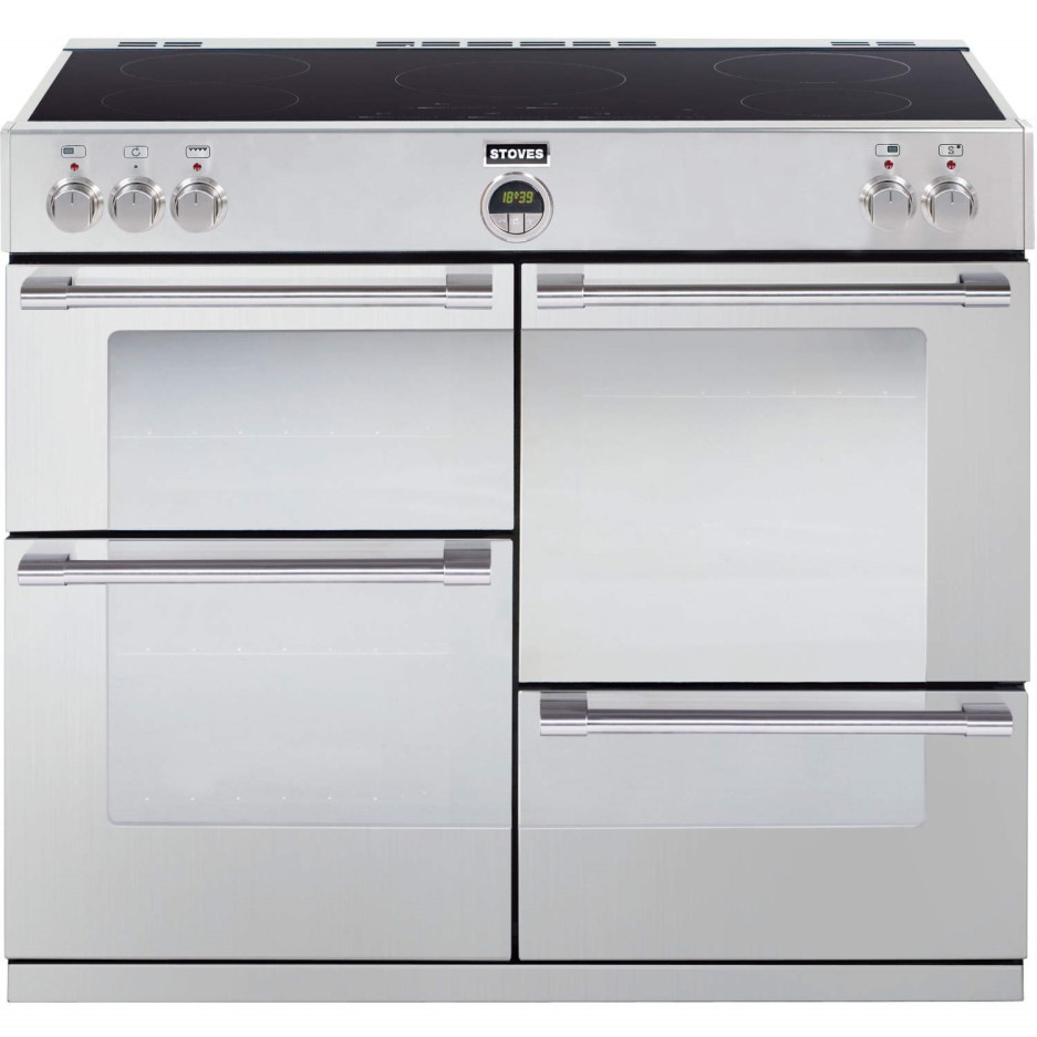 Stoves Sterling 1100Ei Stainless Steel 110cm Electric Range Cooker with Induction Hob 444441658