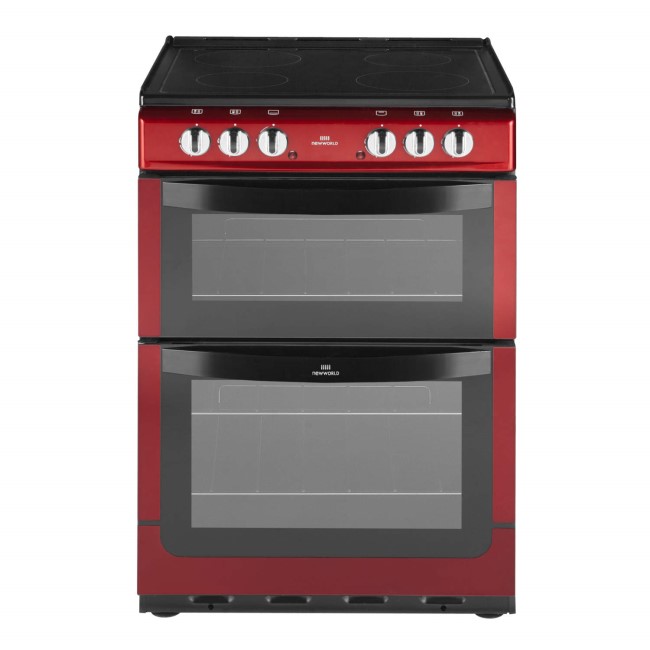 GRADE A1 - New World NW601EDO 60cm Wide Double Oven Electric Cooker - Metallic Red