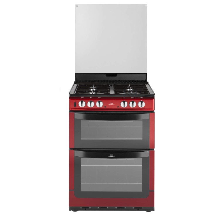 New World NW601DFDOL 60cm Wide Double Oven Dual Fuel Cooker In Metallic Red