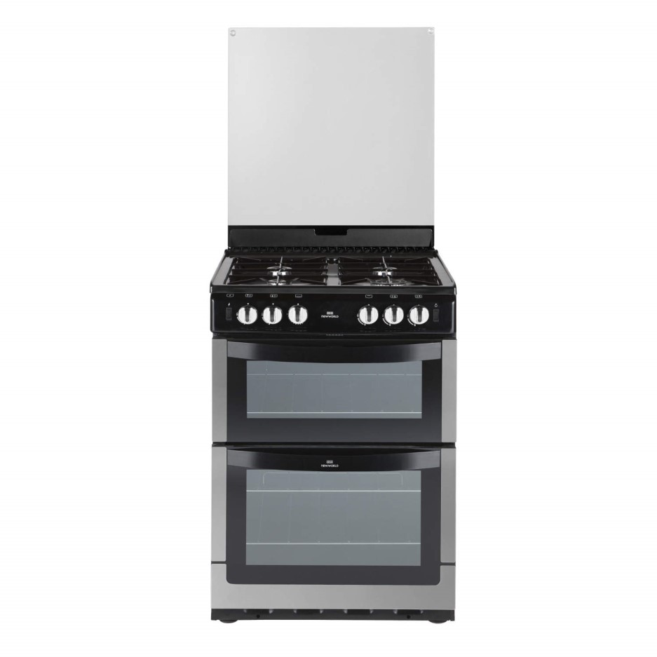 New World NW601GDOL 60cm Wide Double Oven Gas Cooker In Stainless Steel