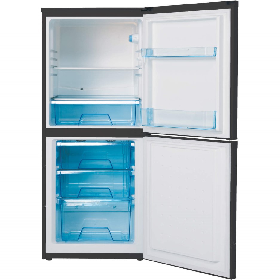 LEC TF55142 55x140cm Frost Free Freestanding Fridge Freezer Black 444442230 Appliances Direct