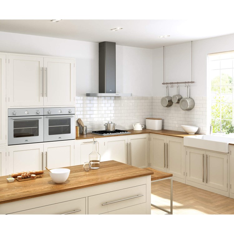 Belling SCCHIM60 Sebastian Conran Aluminium-look 60cm Chimney Cooker Hood With Rail