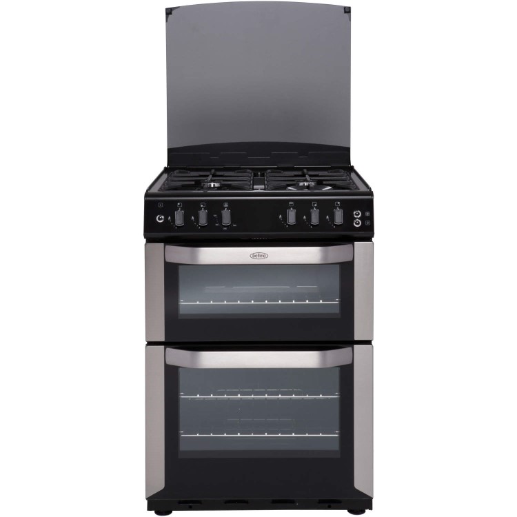 GRADE A1 - Belling FSG 55 TCF Stainless Steel 55cm Wide Double Cavity Fanned Gas Cooker