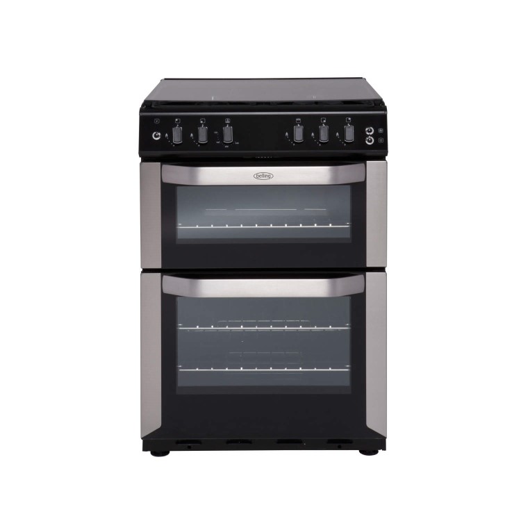 GRADE A1 - Belling FSG 55 TCF Stainless Steel 55cm Wide Double Cavity Fanned Gas Cooker