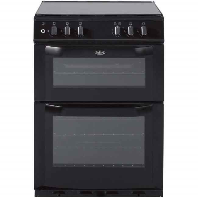 Belling FSDF60DOW Double Oven 60cm Dual Fuel Cooker Black 444442723 Appliances Direct