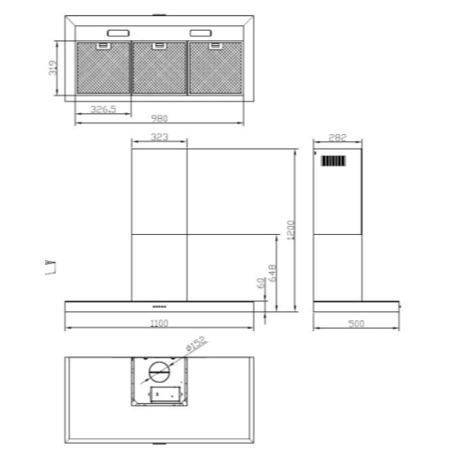 Belling 110 DB FLAT 110cm Wide Chimney Cooker Hood White