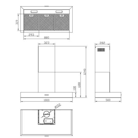 GRADE A2 - Light cosmetic damage - Stoves S1000 Sterling Flat 100cm Wide Chimney Cooker Hood Stainless Steel