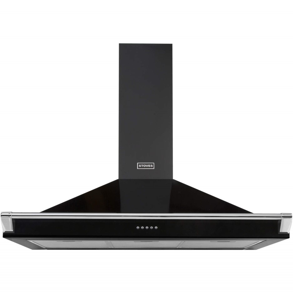Stoves S1000 Richmond 100cm Wide Chimney Cooker Hood With Rail Black